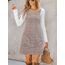 CUPSHE Damen Latzrock Quadratischer Ausschnitt Hosenträger Taschen Cord Latzkleid Overallkleid Freizeitkleider Corduroy Mini Dress