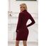 Imuedaen Strickkleid Damen Rollkragen Elegant Langarm Tunika Pullikleid Lang Strickpullover Minikleid Pullover für Herbst Winter (A Burgund, L)