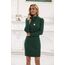Imuedaen Strickkleid Damen Rollkragen Elegant Langarm Tunika Pullikleid Lang Strickpullover Minikleid Pullover für Herbst Winter (A Dunkelgrün, M)