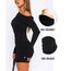 Navneet Damen Off Shoulder Kleider Herbstkleid Elegant Minikleid Sexy Schwarz Langarm Eng Kleid Hochzeit Party Festlich Schwarz M
