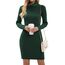 Imuedaen Strickkleid Damen Rollkragen Elegant Langarm Tunika Pullikleid Lang Strickpullover Minikleid Pullover für Herbst Winter (A Dunkelgrün, L)