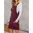 CUPSHE Damen Latzrock Quadratischer Ausschnitt Hosenträger Taschen Cord Latzkleid Overallkleid Freizeitkleider Corduroy Mini Dress Weinrot XL