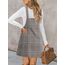 CUPSHE Damen Latzrock Quadratischer Ausschnitt Hosenträger Taschen Cord Latzkleid Overallkleid Freizeitkleider Corduroy Mini Dress