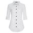 DJT Damen Weiches Gestrick Karierte Bluse Langarm Oberteile Roll Up Ärmel Hemdbluse Shirts Button Down Blusen Top Solides-Weiß S