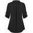 Lalala Büro Kleidung Damen Business Bluse V-Ausschnitt Knopfleiste Shirt Locker Tops Frühling (A_schwarz,XL)