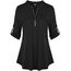 Lalala Büro Kleidung Damen Business Bluse V-Ausschnitt Knopfleiste Shirt Locker Tops Frühling (A_schwarz,XL)