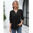 Rapbin Bluse Damen 3/4 arm Langerm V-Ausschnitt Tunika Sommer Tops Locker Shirt Elegant Lässig Oberteil 2026 (L, Schwarz)
