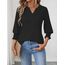 Rapbin Bluse Damen 3/4 arm Langerm V-Ausschnitt Tunika Sommer Tops Locker Shirt Elegant Lässig Oberteil 2026 (L, Schwarz)