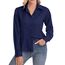 J.VER Blusen Regular Fit Klassische Bügelleicht Hemdbluse Langarm Damen Lässig Stretch für Hochzeitsgäste Service und College,Navy Blau,XL