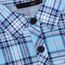 DJT Damen Weiches Gestrick Karierte Bluse Langarm Oberteile Roll Up Ärmel Hemdbluse Shirts Button Down Blusen Top Hellblau-Weiß S