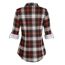 DJT Damen Weiches Gestrick Karierte Bluse Langarm 3/4 Roll Up Ärmel Hemdbluse Button-down Blusen Schönes Rot S