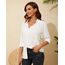 Damen Button-Down Shirts Langarm Kragen Tops Lady Work Office Chiffon Bluse