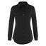 DJT Damen Weiches Gestrick Karierte Bluse Langarm Roll Up Ärmel Hemdbluse Button-down Solid Schwarz M