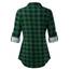 DJT Damen Weiches Gestrick Karierte Bluse Langarm 3/4 Roll Up Ärmel Hemdbluse Button-down Blusen Grün kariert S