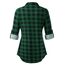 DJT Damen Weiches Gestrick Karierte Bluse Langarm 3/4 Roll Up Ärmel Hemdbluse Button-down Blusen Grün kariert L