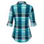 DJT Damen Weiches Gestrick Karierte Bluse Langarm 3/4 Roll Up Ärmel Hemdbluse Button-down Blusen Blau L