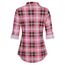 DJT Damen Weiches Gestrick Karierte Bluse Langarm Oberteile Roll Up Ärmel Hemdbluse Shirts Button Down Blusen Top Rosa-Braun S