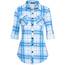 DJT Damen Weiches Gestrick Karierte Bluse Langarm Oberteile Roll Up Ärmel Hemdbluse Shirts Button Down Blusen Top Blau-Weiß S