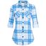 DJT Damen Weiches Gestrick Karierte Bluse Langarm Oberteile Roll Up Ärmel Hemdbluse Shirts Button Down Blusen Top Blau-Weiß L