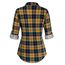 DJT Damen Weiches Gestrick Karierte Bluse Langarm Oberteile Roll Up Ärmel Hemdbluse Shirts Button Down Blusen Top Gelb-Marine M