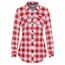 DJT Damen Weiches Gestrick Karierte Bluse Langarm Oberteile Roll Up Ärmel Hemdbluse Shirts Button Down Blusen Top Rot-Weiß M