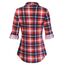 DJT Damen Weiches Gestrick Karierte Bluse Langarm 3/4 Roll Up Ärmel Hemdbluse Button-down Blusen Feuriges Rot S