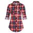 DJT Damen Weiches Gestrick Karierte Bluse Langarm 3/4 Roll Up Ärmel Hemdbluse Button-down Blusen Feuriges Rot XL