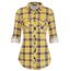 DJT Damen Weiches Gestrick Karierte Bluse Langarm Oberteile Roll Up Ärmel Hemdbluse Tunika Button Down Blusen Top Gelb Kariertes L