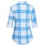 DJT Damen Weiches Gestrick Karierte Bluse Langarm Oberteile Roll Up Ärmel Hemdbluse Shirts Button Down Blusen Top Blau-Weiß XL