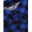 DJT Damen Weiches Gestrick Karierte Bluse Langarm 3/4 Roll Up Ärmel Hemdbluse Button-down Blusen Lebendiges Blau XL