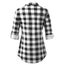 DJT Damen Weiches Gestrick Karierte Bluse Langarm 3/4 Roll Up Ärmel Hemdbluse Button-down Blusen Schwarz #2 S