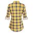 DJT Damen Weiches Gestrick Karierte Bluse Langarm Oberteile Roll Up Ärmel Hemdbluse Tunika Button Down Blusen Top Gelb Kariertes L