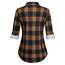 DJT Damen Weiches Gestrick Karierte Bluse Langarm Oberteile Roll Up Ärmel Hemdbluse Tunika Button Down Blusen Top Orange-Schwarz S