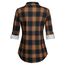 DJT Damen Weiches Gestrick Karierte Bluse Langarm Oberteile Roll Up Ärmel Hemdbluse Tunika Button Down Blusen Top Orange-Schwarz M
