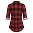 DJT Damen Weiches Gestrick Karierte Bluse Langarm Oberteile Roll Up Ärmel Hemdbluse Shirts Button Down Blusen Top Rot-Schwarz XL