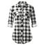 DJT Damen Weiches Gestrick Karierte Bluse Langarm 3/4 Roll Up Ärmel Hemdbluse Button-down Blusen Schwarz #2 L