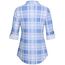 DJT Damen Weiches Gestrick Karierte Bluse Langarm Oberteile Roll Up Ärmel Hemdbluse Shirts Button Down Blusen Top Himmelblau XL