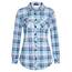 DJT Damen Weiches Gestrick Karierte Bluse Langarm Oberteile Roll Up Ärmel Hemdbluse Tunika Button Down Blusen Top Hellblaues Kariertes M