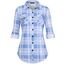 DJT Damen Weiches Gestrick Karierte Bluse Langarm Oberteile Roll Up Ärmel Hemdbluse Shirts Button Down Blusen Top Himmelblau S