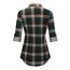 DJT Damen Weiches Gestrick Karierte Bluse Langarm Oberteile Roll Up Ärmel Hemdbluse Shirts Button Down Blusen Top Kaffee-Grün XL