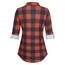 DJT Damen Weiches Gestrick Karierte Bluse Langarm Oberteile Roll Up Ärmel Hemdbluse Shirts Button Down Blusen Top Rot-Marineblau L