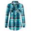 DJT Damen Weiches Gestrick Karierte Bluse Langarm 3/4 Roll Up Ärmel Hemdbluse Button-down Blusen Blau M