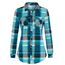 DJT Damen Weiches Gestrick Karierte Bluse Langarm 3/4 Roll Up Ärmel Hemdbluse Button-down Blusen Blau L