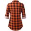 DJT Damen Weiches Gestrick Karierte Bluse Langarm Oberteile Roll Up Ärmel Hemdbluse Shirts Button Down Blusen Top Orange S