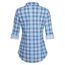 DJT Damen Weiches Gestrick Karierte Bluse Langarm Oberteile Roll Up Ärmel Hemdbluse Shirts Button Down Blusen Top Hellblau-Weiß L