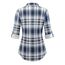 DJT Damen Weiches Gestrick Karierte Bluse Langarm Oberteile Roll Up Ärmel Hemdbluse Tunika Button Down Blusen Top Upgrade Dicker Stoff-Blau M
