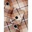DJT Damen Weiches Gestrick Karierte Bluse Langarm Oberteile Roll Up Ärmel Hemdbluse Tunika Button Down Blusen Top Kaffee-Weiß S