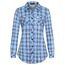 DJT Damen Weiches Gestrick Karierte Bluse Langarm Oberteile Roll Up Ärmel Hemdbluse Shirts Button Down Blusen Top Hellblau-Weiß M