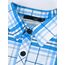 DJT Damen Weiches Gestrick Karierte Bluse Langarm Oberteile Roll Up Ärmel Hemdbluse Shirts Button Down Blusen Top Blau-Weiß XL