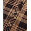DJT Damen Weiches Gestrick Karierte Bluse Langarm Oberteile Roll Up Ärmel Hemdbluse Shirts Button Down Blusen Top Kaffee-Braun L